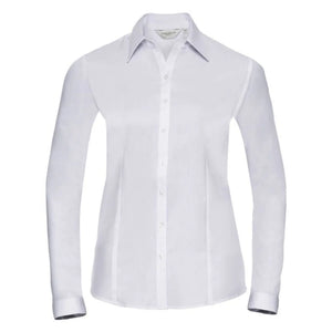 Camicia Ladies Maniche Lunghe Tailored Herringbone bianco / XS - personalizzabile con logo