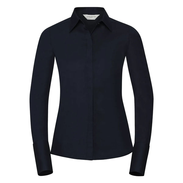 Camicia Ladies Maniche Lunghe Ultimate Stretch blu / XS - personalizzabile con logo