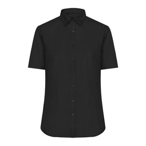 Camicia Ladies  Shortsleeve Micro-Twill nero / XS - personalizzabile con logo