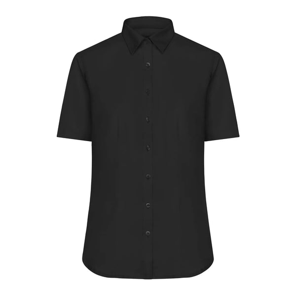Camicia Ladies  Shortsleeve Micro-Twill nero / XS - personalizzabile con logo
