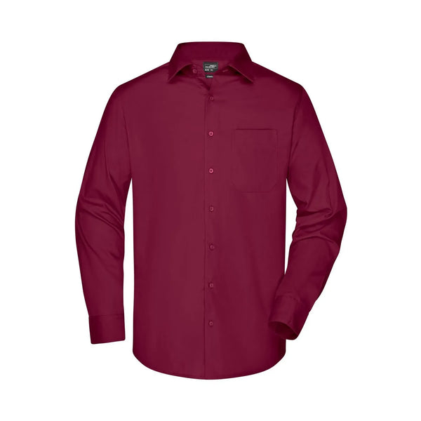 Camicia Mens Business  Longsleeve bordeaux / S - personalizzabile con logo