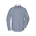 Camicia Mens Checked blu / S - personalizzabile con logo