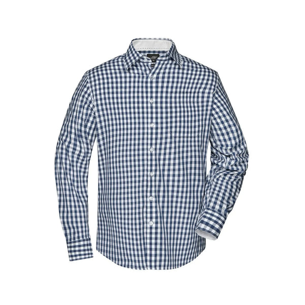 Camicia Mens Checked blu / S - personalizzabile con logo
