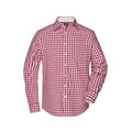 Camicia Mens Checked bordeaux / S - personalizzabile con logo