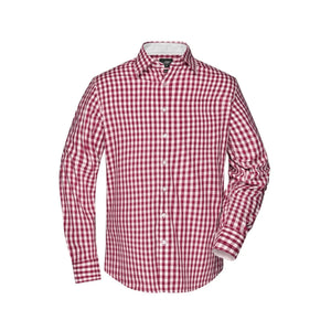 Camicia Mens Checked bordeaux / S - personalizzabile con logo