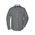 Camicia Mens Checked nero / S - personalizzabile con logo