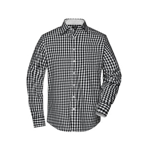 Camicia Mens Checked nero / S - personalizzabile con logo