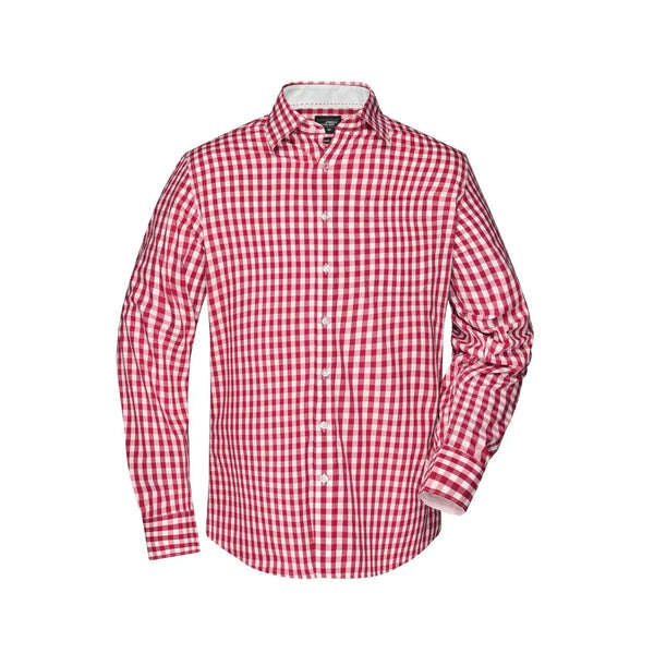Camicia Mens Checked rosso / S - personalizzabile con logo