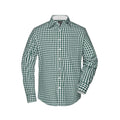 Camicia Mens Checked verde / S - personalizzabile con logo