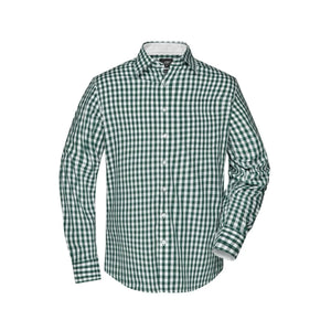 Camicia Mens Checked verde / S - personalizzabile con logo