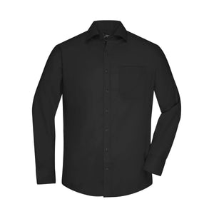 Camicia Mens  Longsleeve Micro-Twill nero / S - personalizzabile con logo