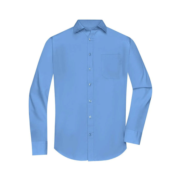 Camicia Mens  Longsleeve Poplin azzurro / S - personalizzabile con logo