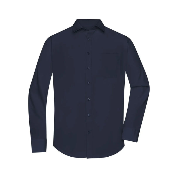 Camicia Mens  Longsleeve Poplin blu / S - personalizzabile con logo