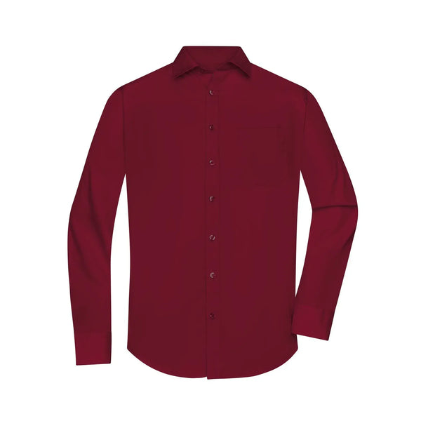 Camicia Mens  Longsleeve Poplin bordeaux / S - personalizzabile con logo