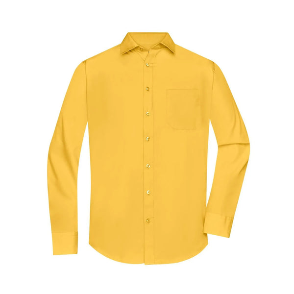 Camicia Mens  Longsleeve Poplin giallo / S - personalizzabile con logo