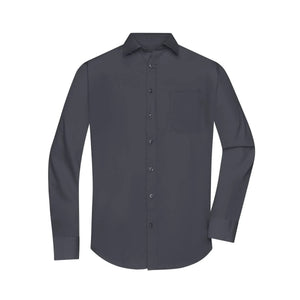 Camicia Mens  Longsleeve Poplin grigio / S - personalizzabile con logo