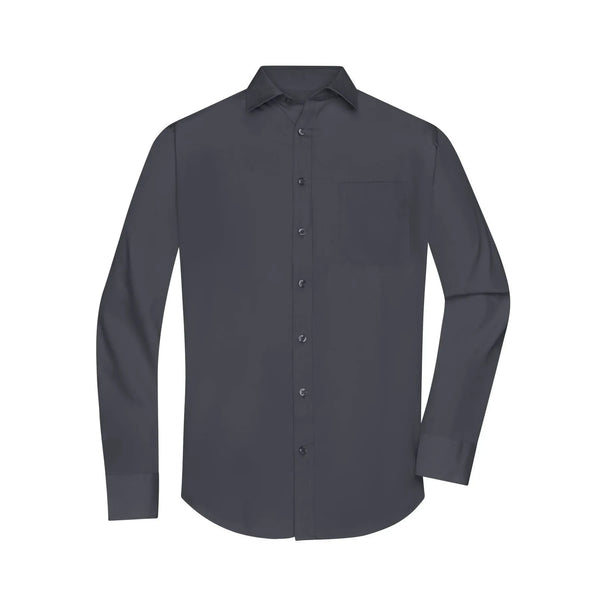 Camicia Mens  Longsleeve Poplin grigio / S - personalizzabile con logo