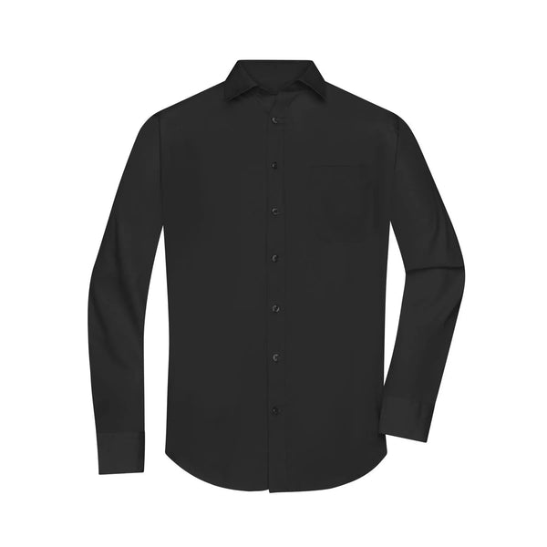 Camicia Mens  Longsleeve Poplin nero / S - personalizzabile con logo