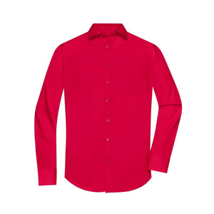 Camicia Mens  Longsleeve Poplin rosso / S - personalizzabile con logo