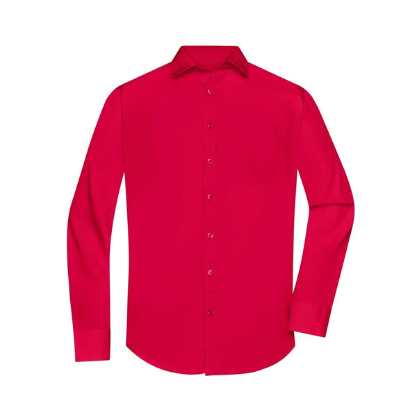 Camicia Mens  Longsleeve Poplin rosso / S - personalizzabile con logo