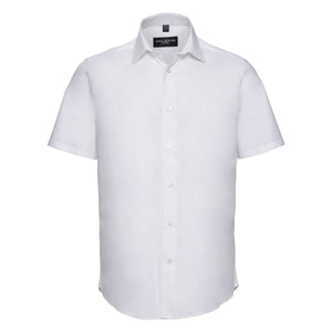 Camicia Mens Maniche Corte Easy Care Fitted bianco / S - personalizzabile con logo