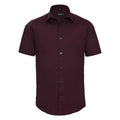 Camicia Mens Maniche Corte Easy Care Fitted bordeaux / S - personalizzabile con logo