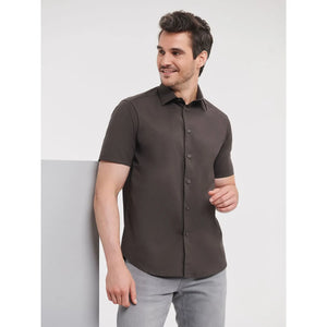 Camicia Mens Maniche Corte Easy Care Fitted - personalizzabile con logo