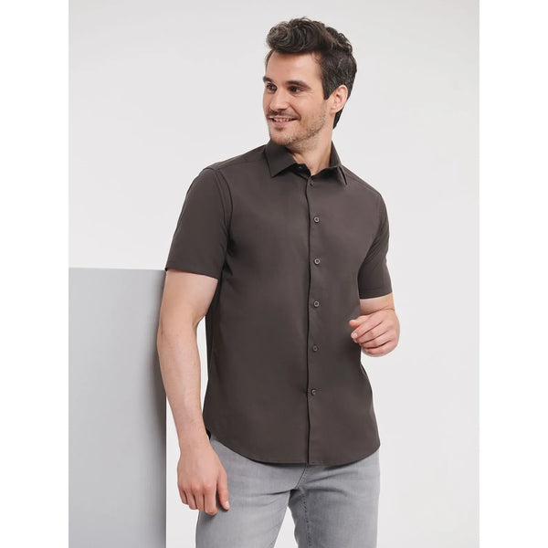 Camicia Mens Maniche Corte Easy Care Fitted - personalizzabile con logo