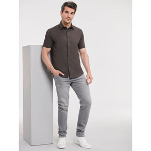 Camicia Mens Maniche Corte Easy Care Fitted - personalizzabile con logo
