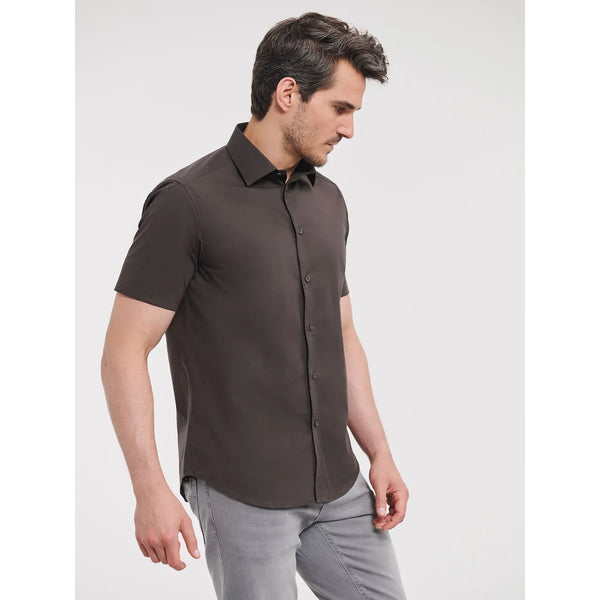 Camicia Mens Maniche Corte Easy Care Fitted - personalizzabile con logo