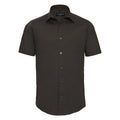 Camicia Mens Maniche Corte Easy Care Fitted marrone / S - personalizzabile con logo