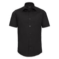 Camicia Mens Maniche Corte Easy Care Fitted nero / S - personalizzabile con logo
