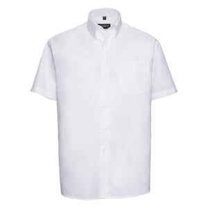 Camicia Mens Maniche Corte Easy Care Oxford bianco / S - personalizzabile con logo