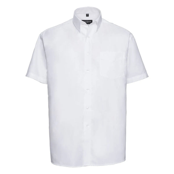 Camicia Mens Maniche Corte Easy Care Oxford bianco / S - personalizzabile con logo