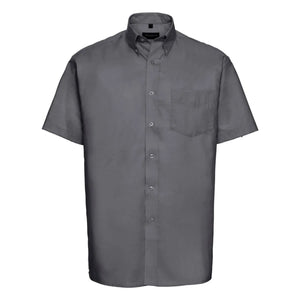 Camicia Mens Maniche Corte Easy Care Oxford grigio / S - personalizzabile con logo