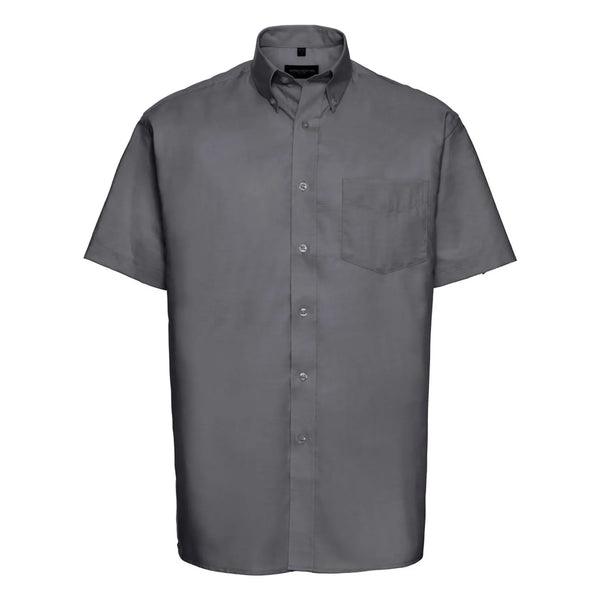 Camicia Mens Maniche Corte Easy Care Oxford grigio / S - personalizzabile con logo