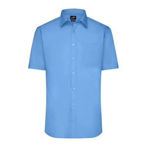 Camicia Mens  Maniche Corte Poplin azzurro / S - personalizzabile con logo