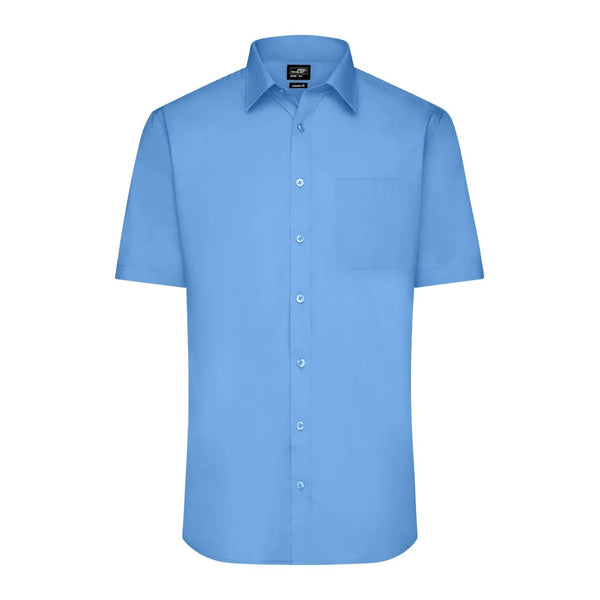 Camicia Mens  Maniche Corte Poplin azzurro / S - personalizzabile con logo