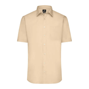 Camicia Mens  Maniche Corte Poplin beige / S - personalizzabile con logo