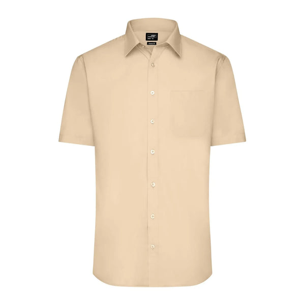Camicia Mens  Maniche Corte Poplin beige / S - personalizzabile con logo