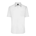 Camicia Mens  Maniche Corte Poplin bianco / S - personalizzabile con logo