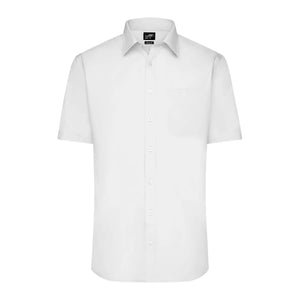 Camicia Mens  Maniche Corte Poplin bianco / S - personalizzabile con logo