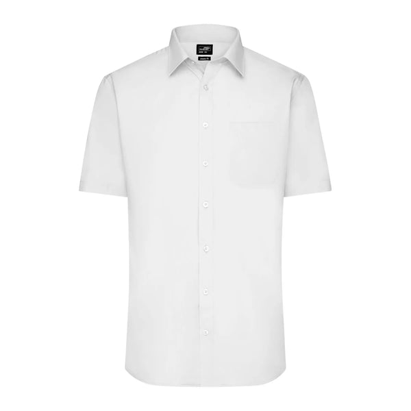 Camicia Mens  Maniche Corte Poplin bianco / S - personalizzabile con logo