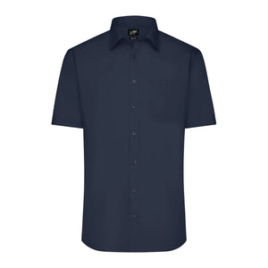Camicia Mens  Maniche Corte Poplin blu / S - personalizzabile con logo