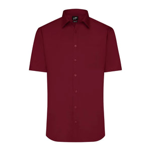 Camicia Mens  Maniche Corte Poplin bordeaux / S - personalizzabile con logo