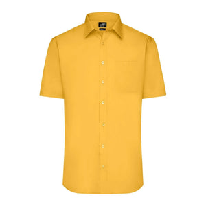 Camicia Mens  Maniche Corte Poplin giallo / S - personalizzabile con logo