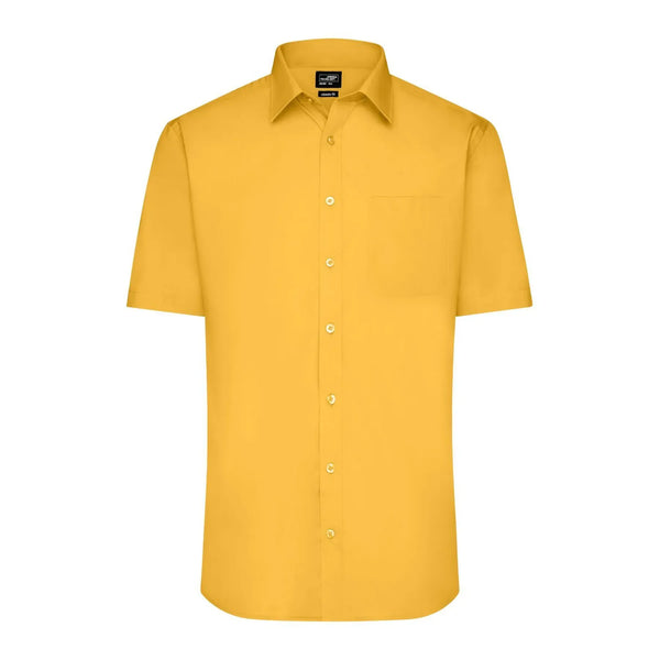 Camicia Mens  Maniche Corte Poplin giallo / S - personalizzabile con logo