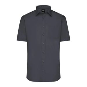 Camicia Mens  Maniche Corte Poplin grigio / S - personalizzabile con logo