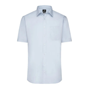 Camicia Mens  Maniche Corte Poplin light-blue / S - personalizzabile con logo