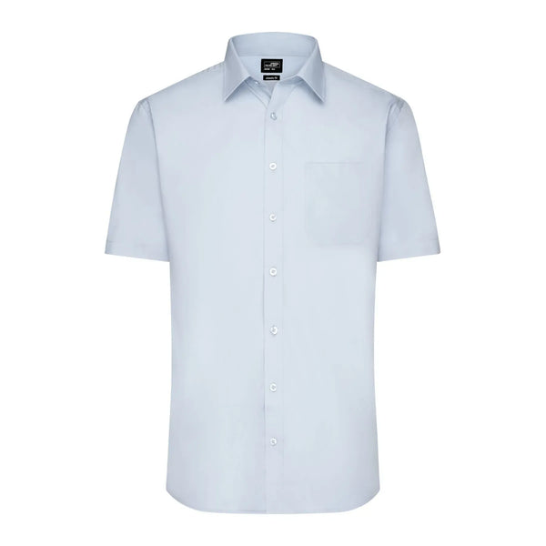 Camicia Mens  Maniche Corte Poplin light-blue / S - personalizzabile con logo